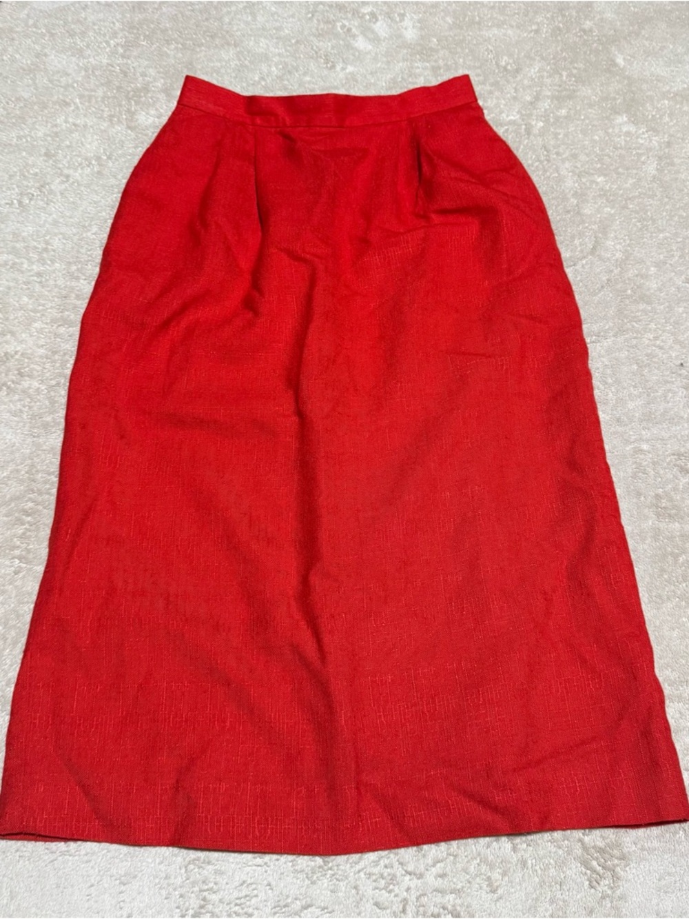 Classic Red Pencil Skirt, Linen blend size XS